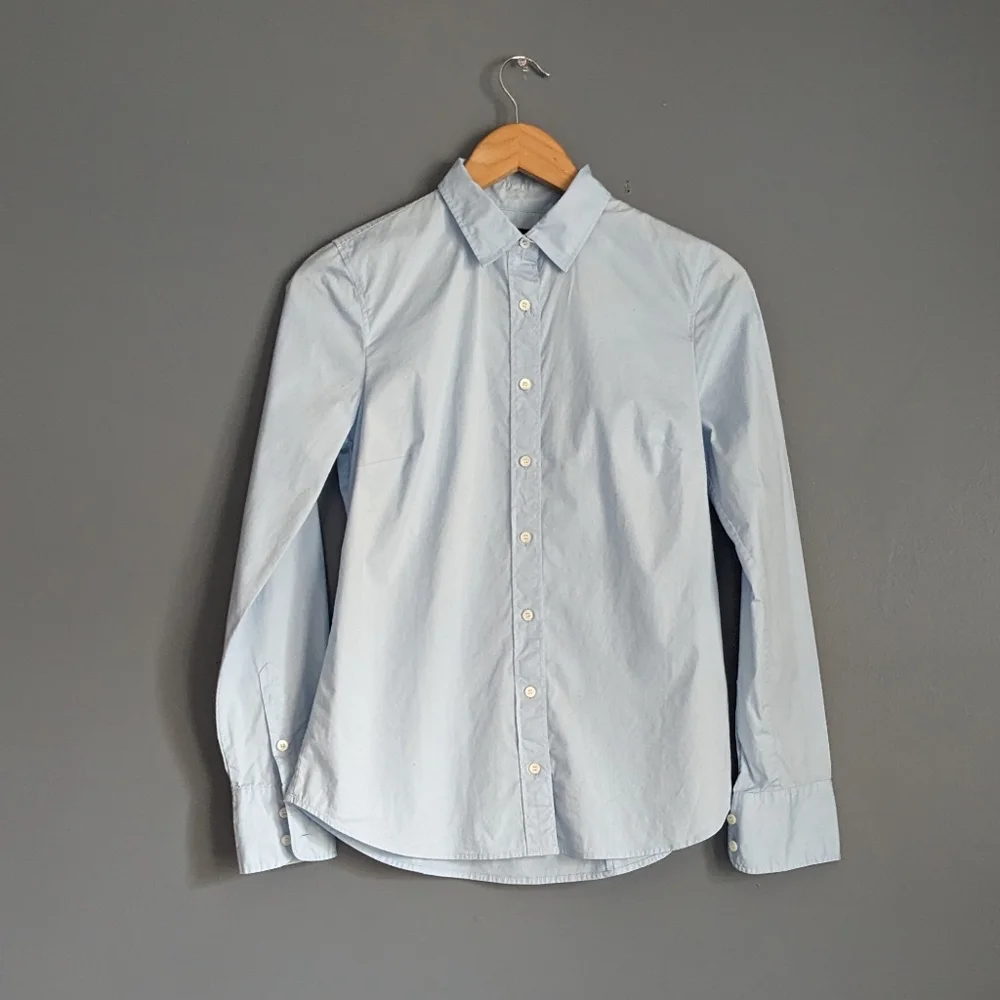 J Crew Stretch Perfect Light Blue Collared Long Sleeve Button Shirt XS (Flawed) - Picture 10 of 13
